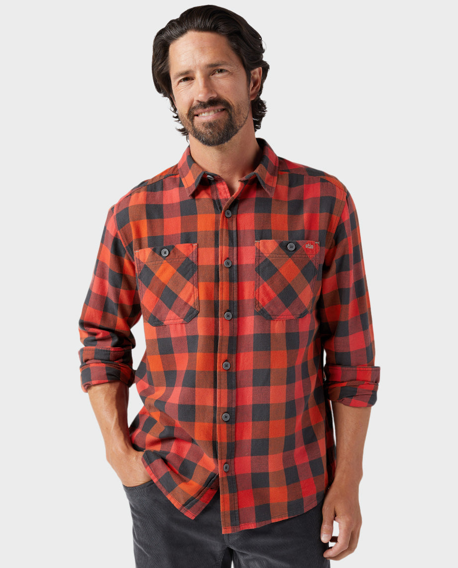 Stio Men's Junction Midweight Flannel Blue Heron Plaid / Large