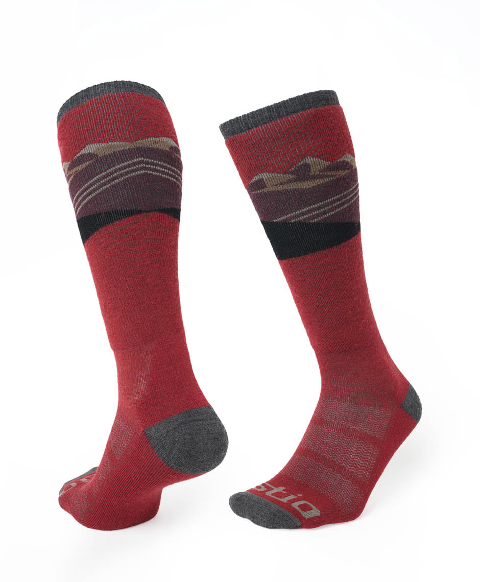 Stio | unisex All-Mountain Midweight Ski Sock, Size Small/Medium in Hot Pepper | Wool